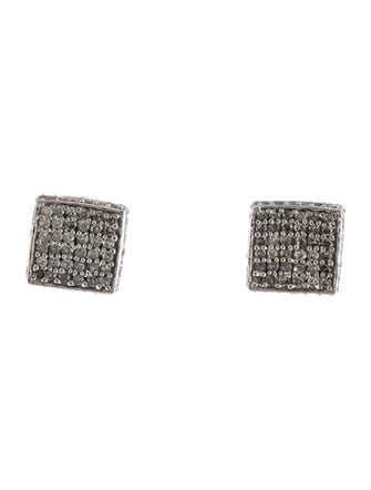 Earrings 14K Diamond Square Stud Earrings