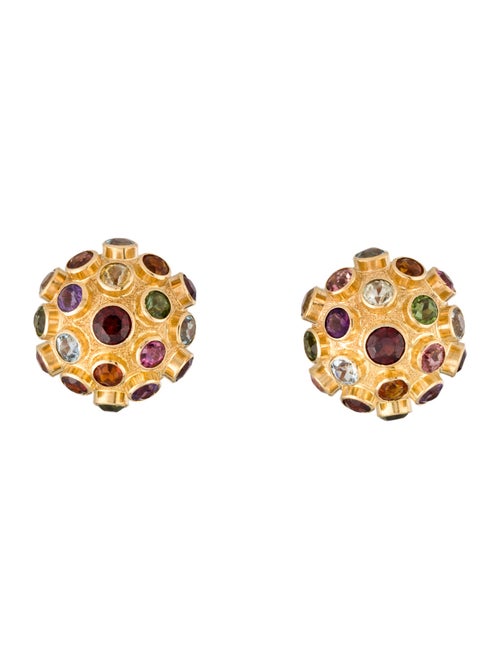 Earrings 18K Multistone Round Clip On Earrings