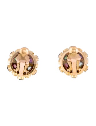 Earrings 18K Multistone Round Clip On Earrings