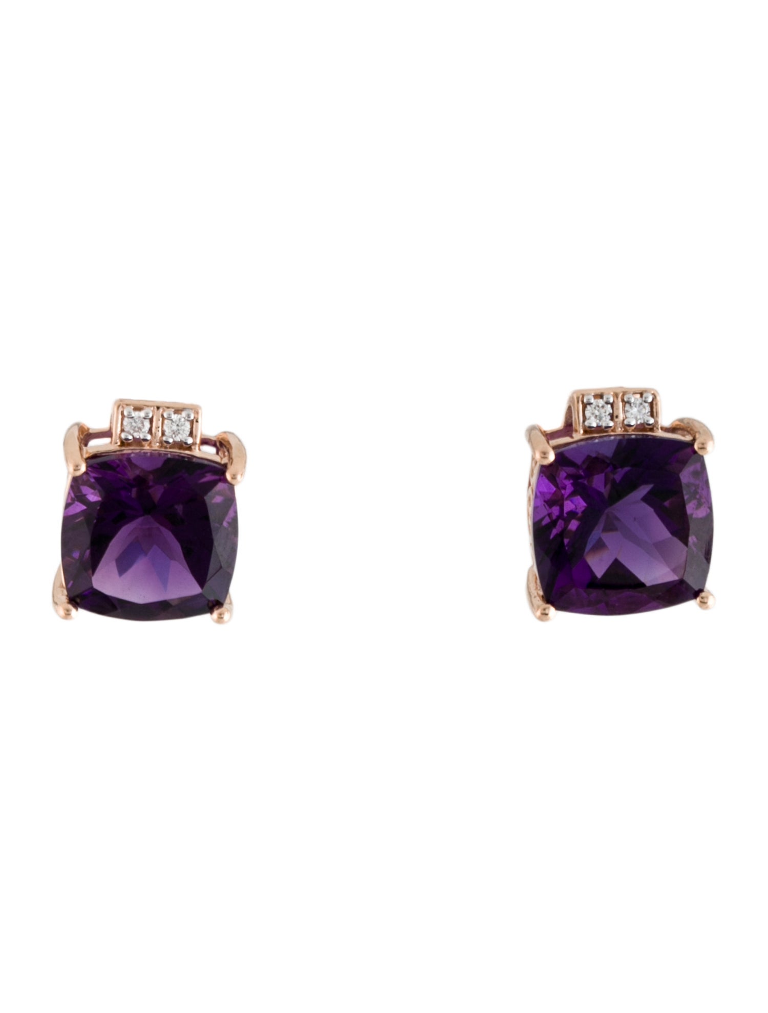 Earrings 14K Amethyst & Diamond Stud
