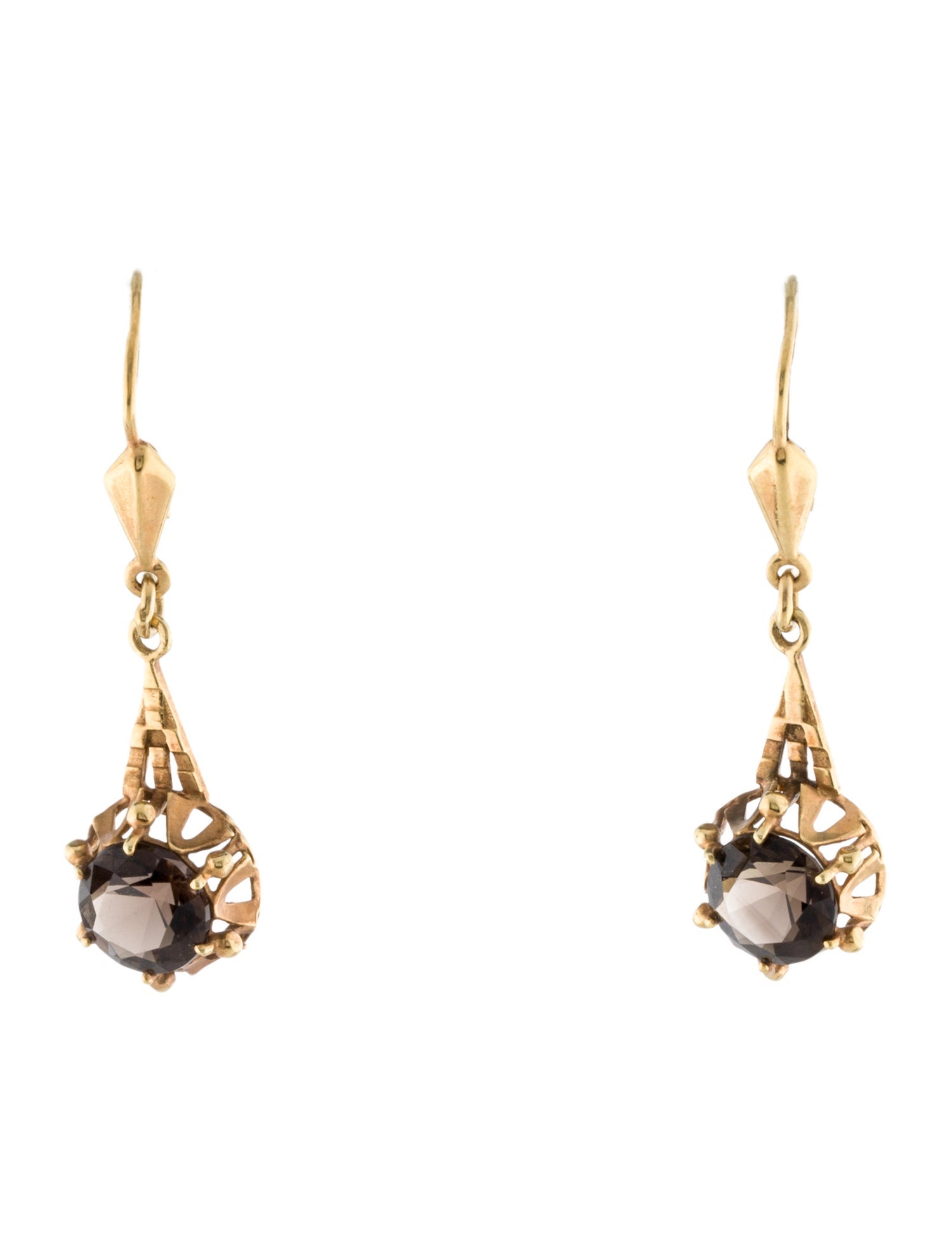 Earrings 14K Smoky Quartz Drop Earrings