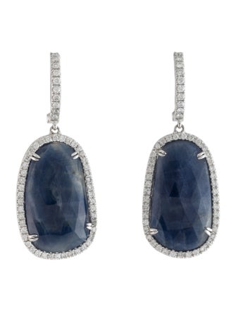 Earrings 14K Sapphire & Diamond Drop Earrings