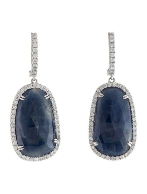 Earrings 14K Sapphire & Diamond Drop Earrings