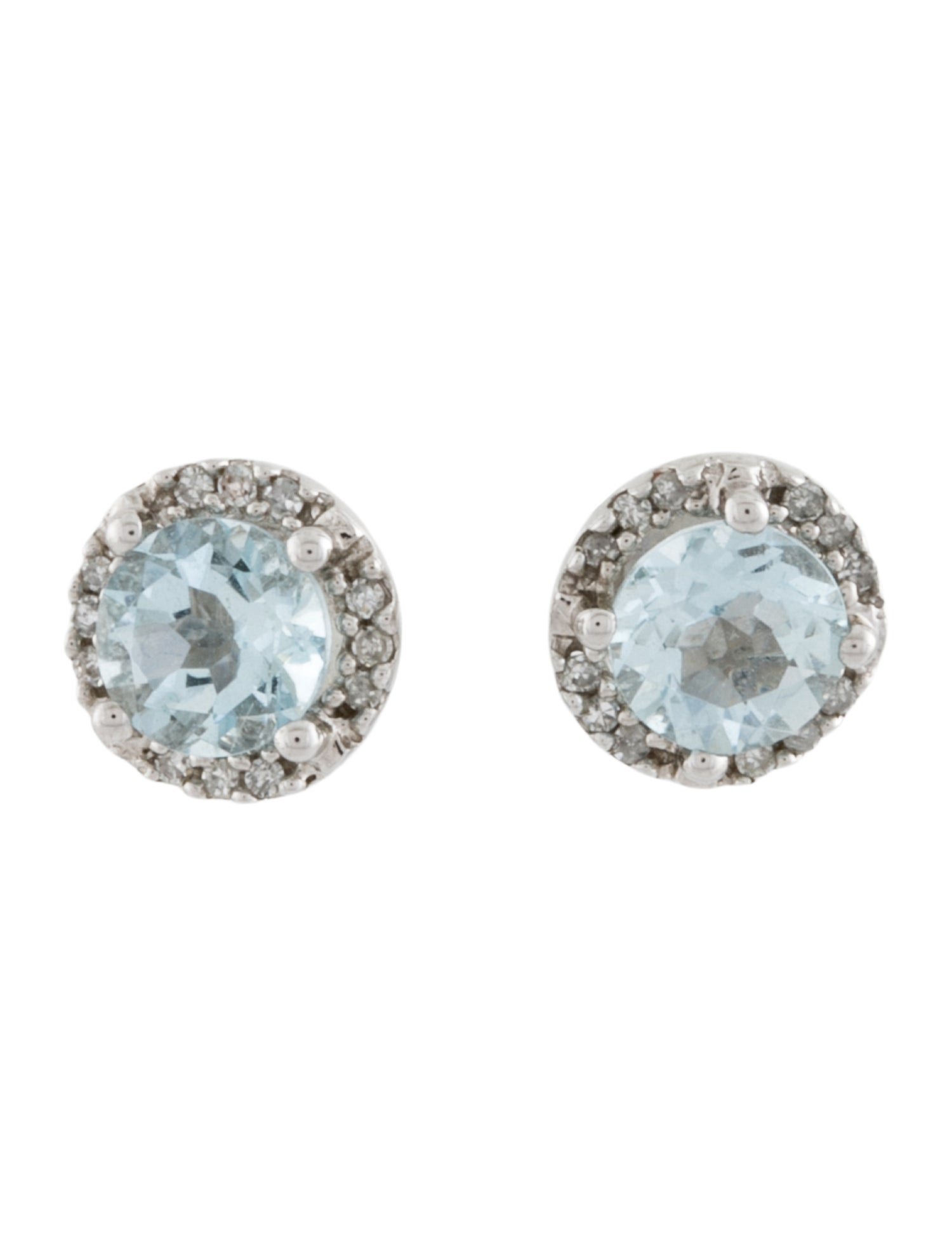Earrings 10K Aquamarine & Diamond Halo Stud