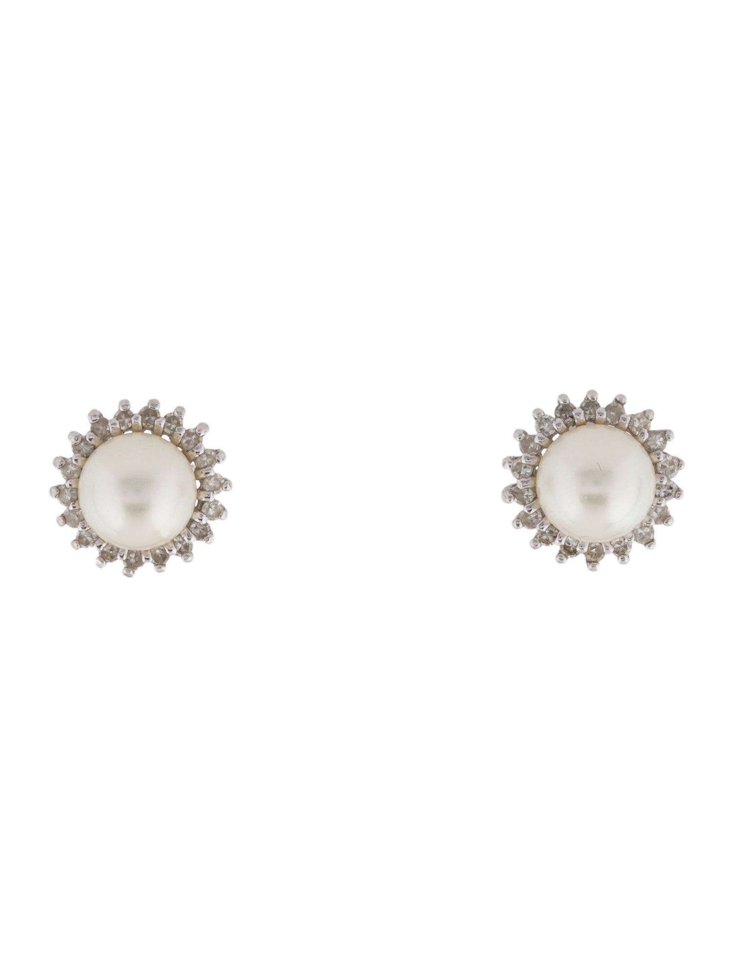 Earrings 14K Pearl & Diamond Stud Earrings