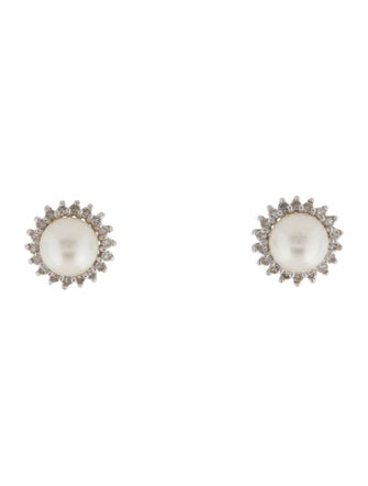 Earrings 14K Pearl & Diamond Stud Earrings