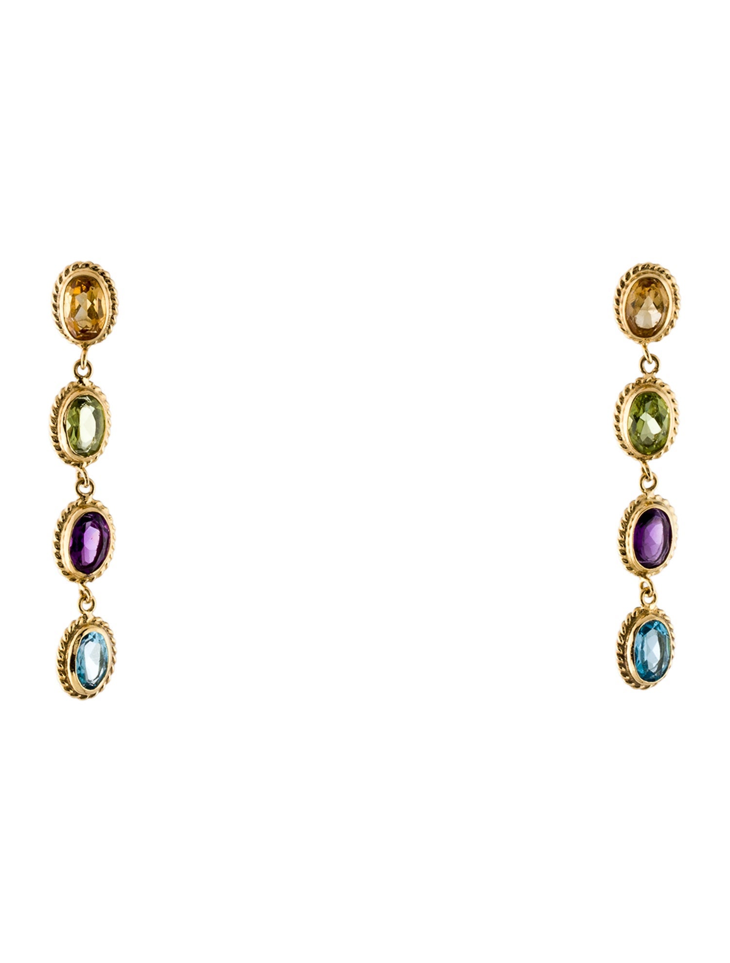 Earrings 14K Multistone Dangle Drop