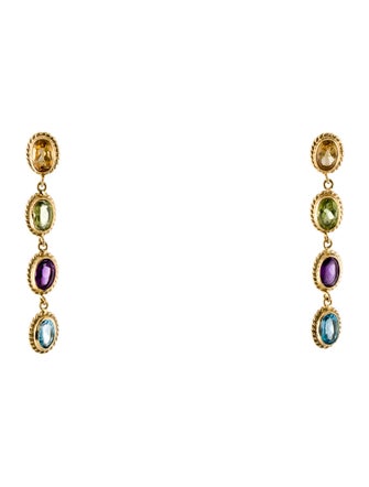 Earrings 14K Multistone Dangle Drop Earrings