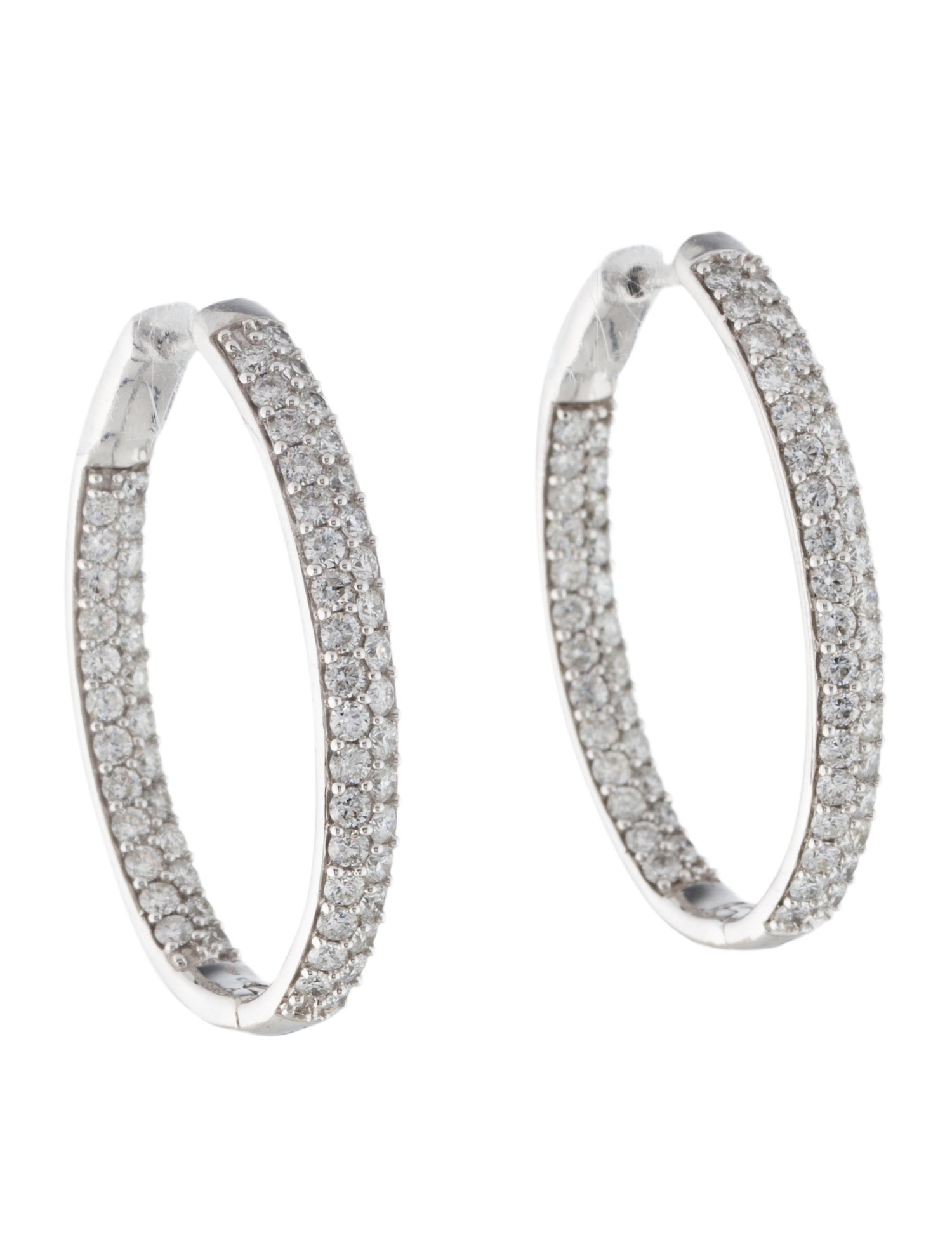 Earrings 14K 3.00CTW Diamond Inside-out Large Oval Hoop Earrings