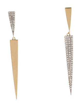 Earrings 14K Diamond Triangular Drop Earrings