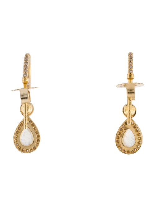 Earrings 14K Moonstone & Diamond Removable Hoop Drop Earrings