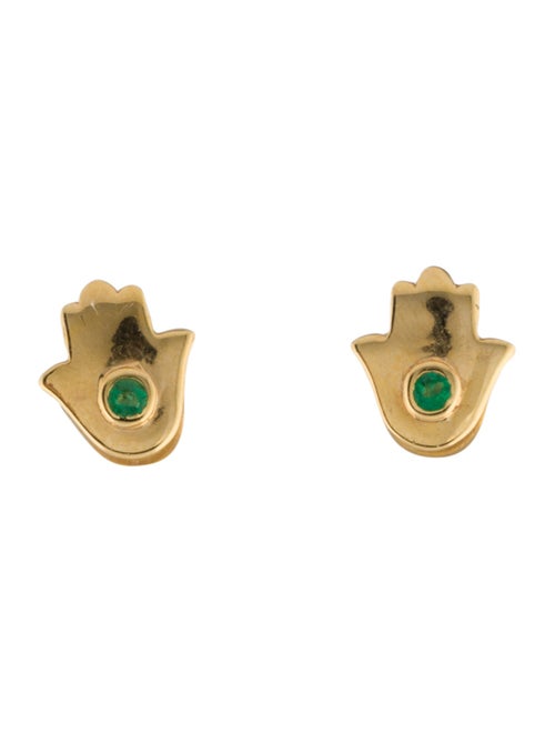 Earrings 14K Emerald Hamsa Stud Earrings