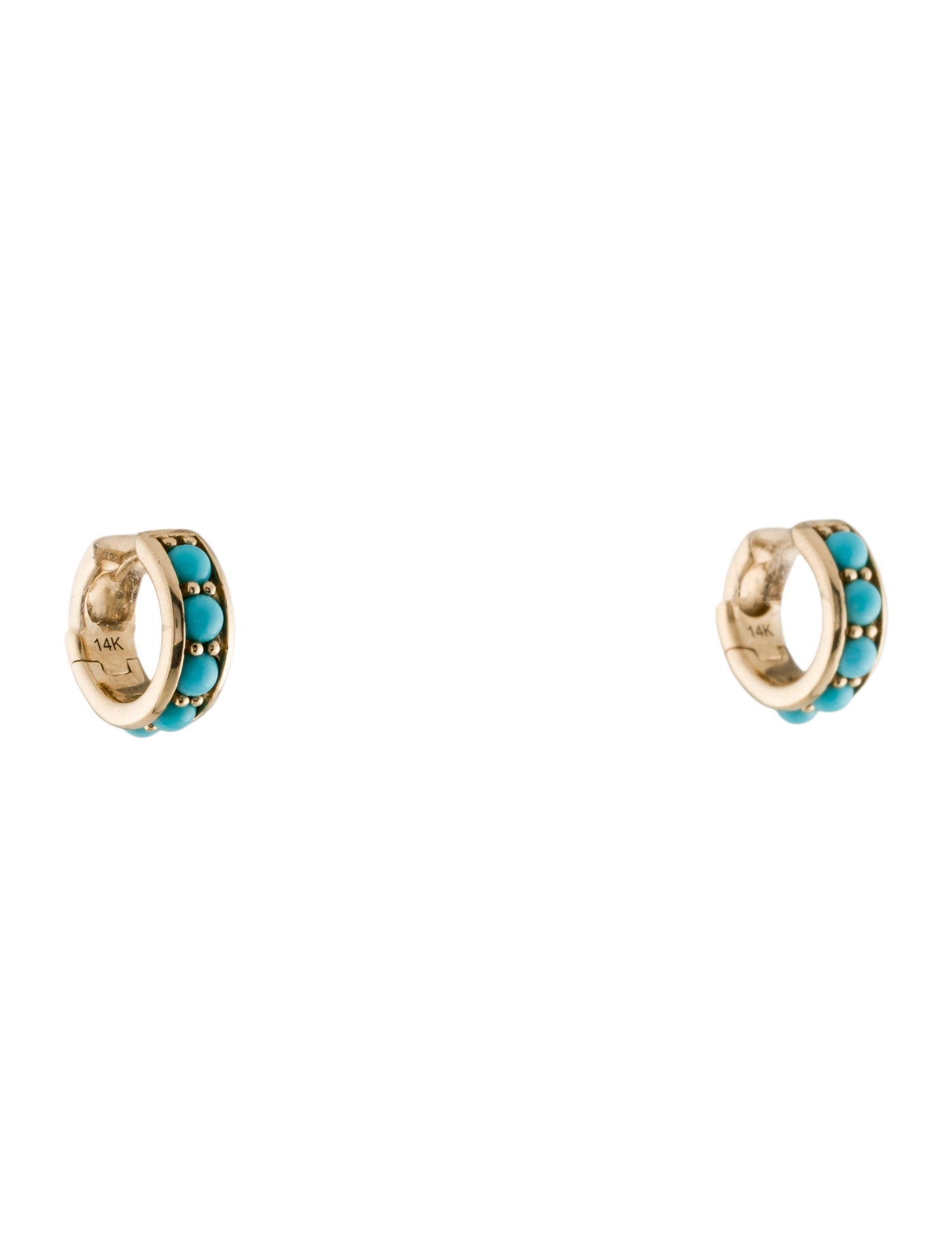 Earrings 14K 1.20ctw Turquoise Huggie Earrings