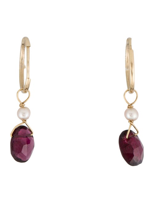 Earrings Pearl & Garnet Drop Earrings