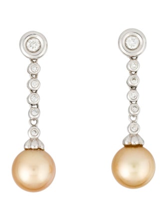 Earrings  18K Pearl & Diamond Drop Earrings