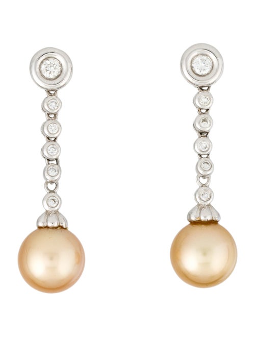 Earrings 18K Pearl & Diamond Drop Earrings
