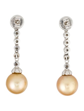 Earrings 18K Pearl & Diamond Drop Earrings