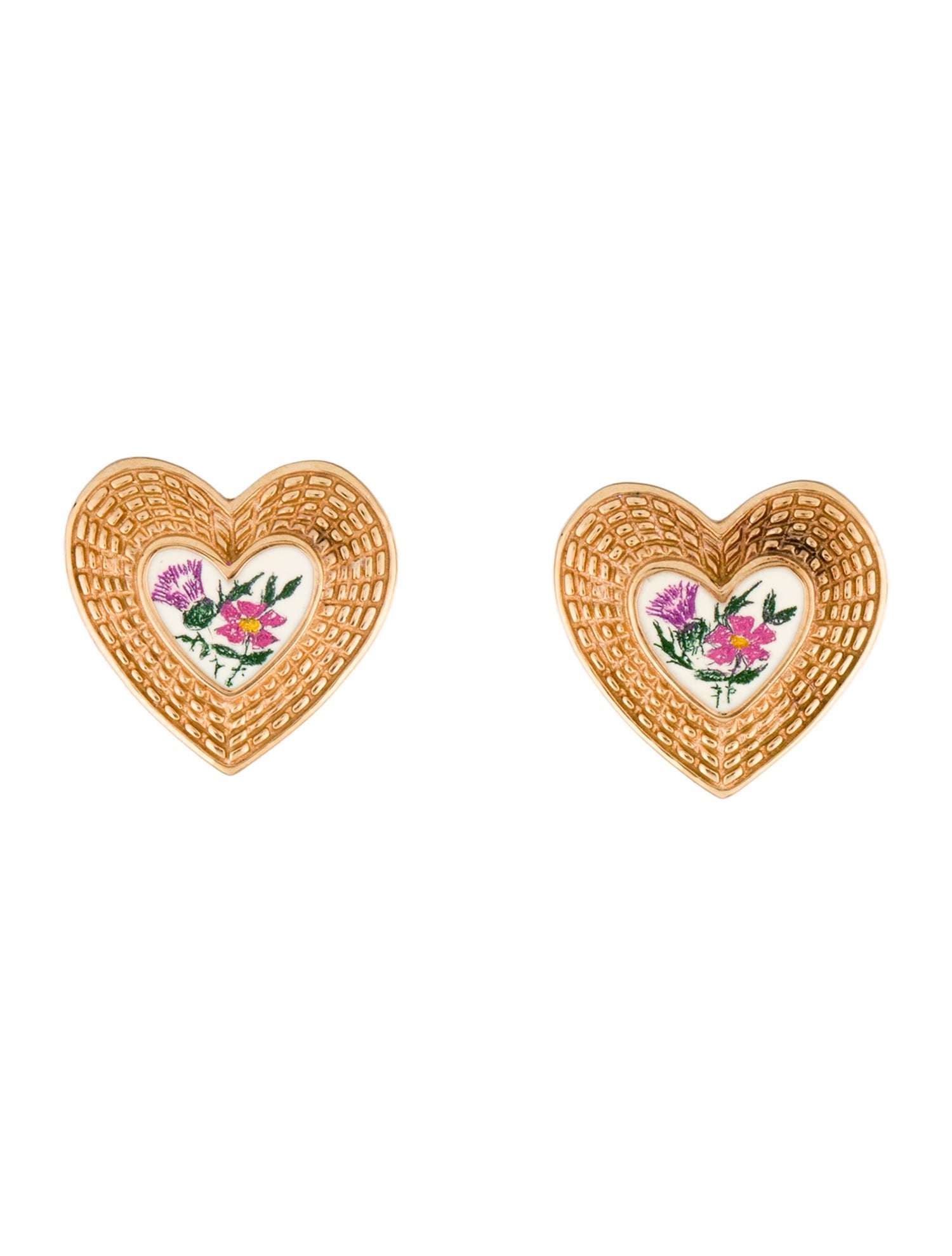 Earrings 14K Enamel Heart Stud