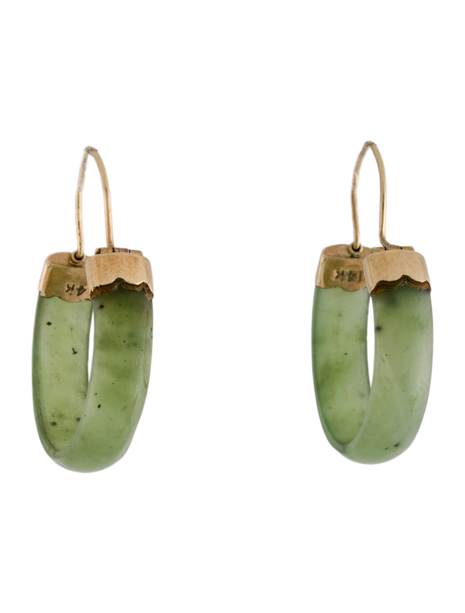 Earrings 14K Nephrite Hoop