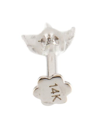 Earrings 14K Diamond Three Stone Single Stud Earring