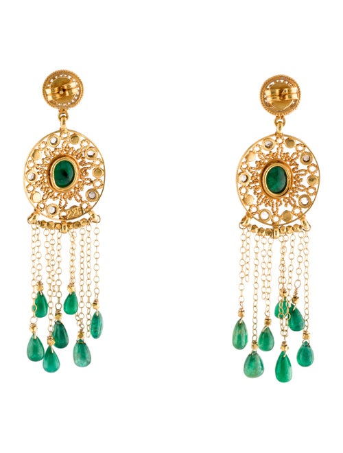 Earrings 22K Emerald & Diamond Chandelier Earrings