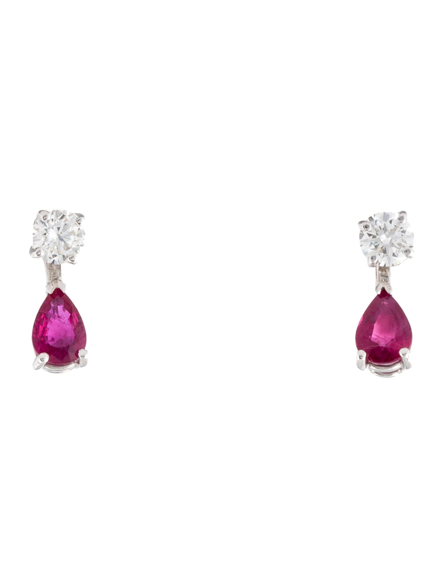 Earrings 14K Ruby & Diamond Convertible
