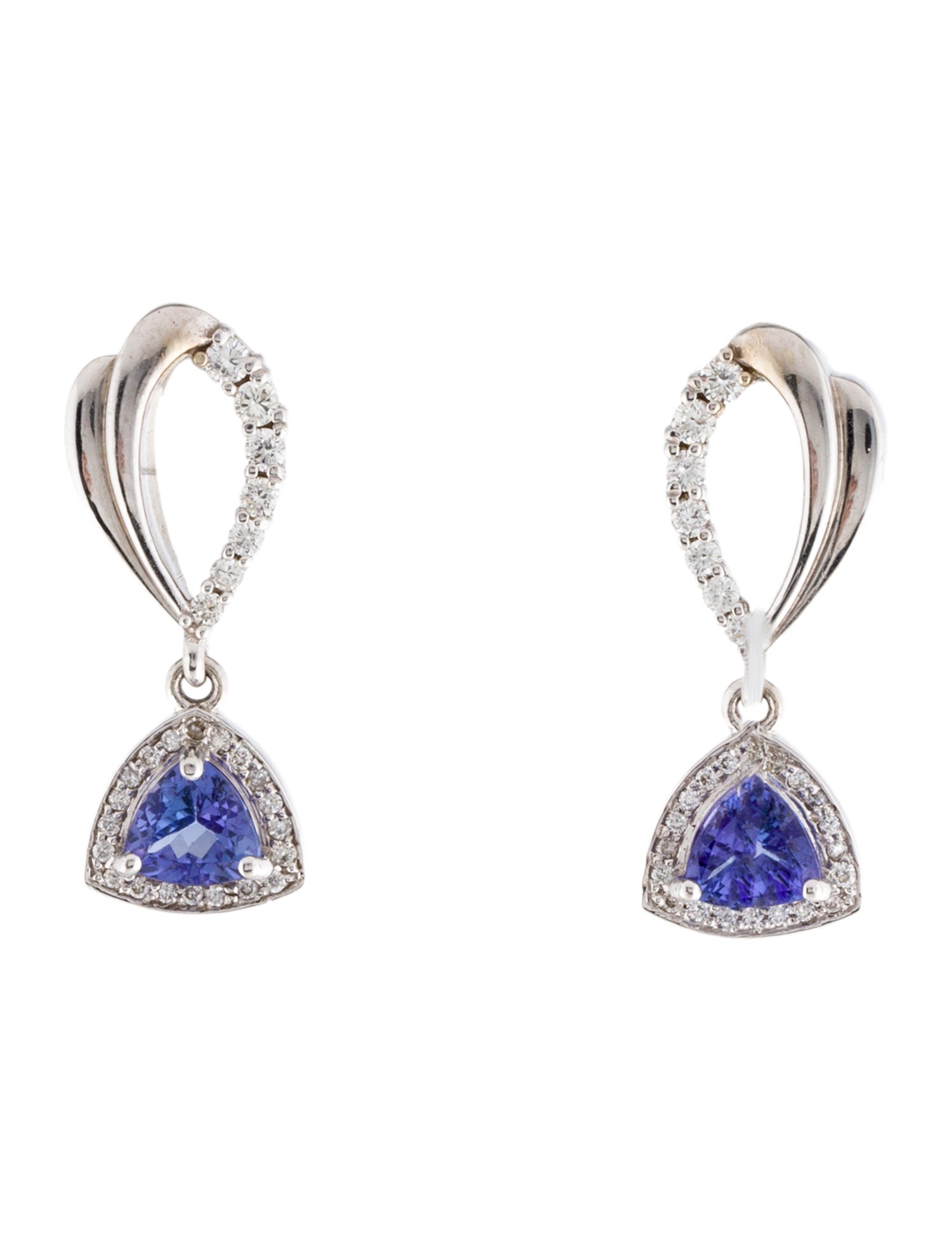 Earrings 14K 1.20ctw Tanzanite & Diamond Drop