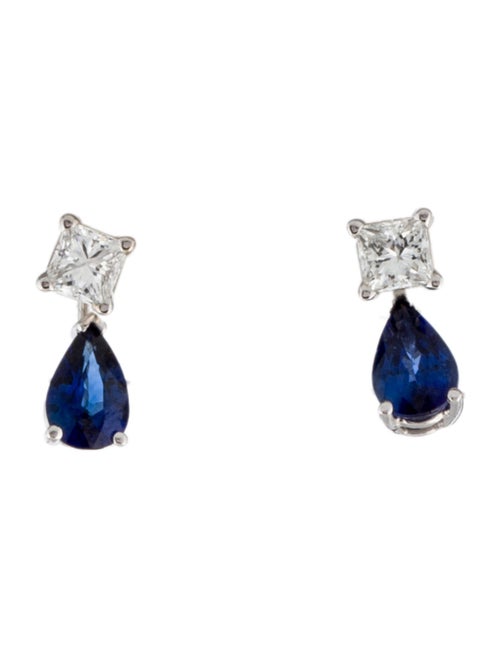 Earrings 14K Sapphire & Diamond Convertible Stud Drop Earrings