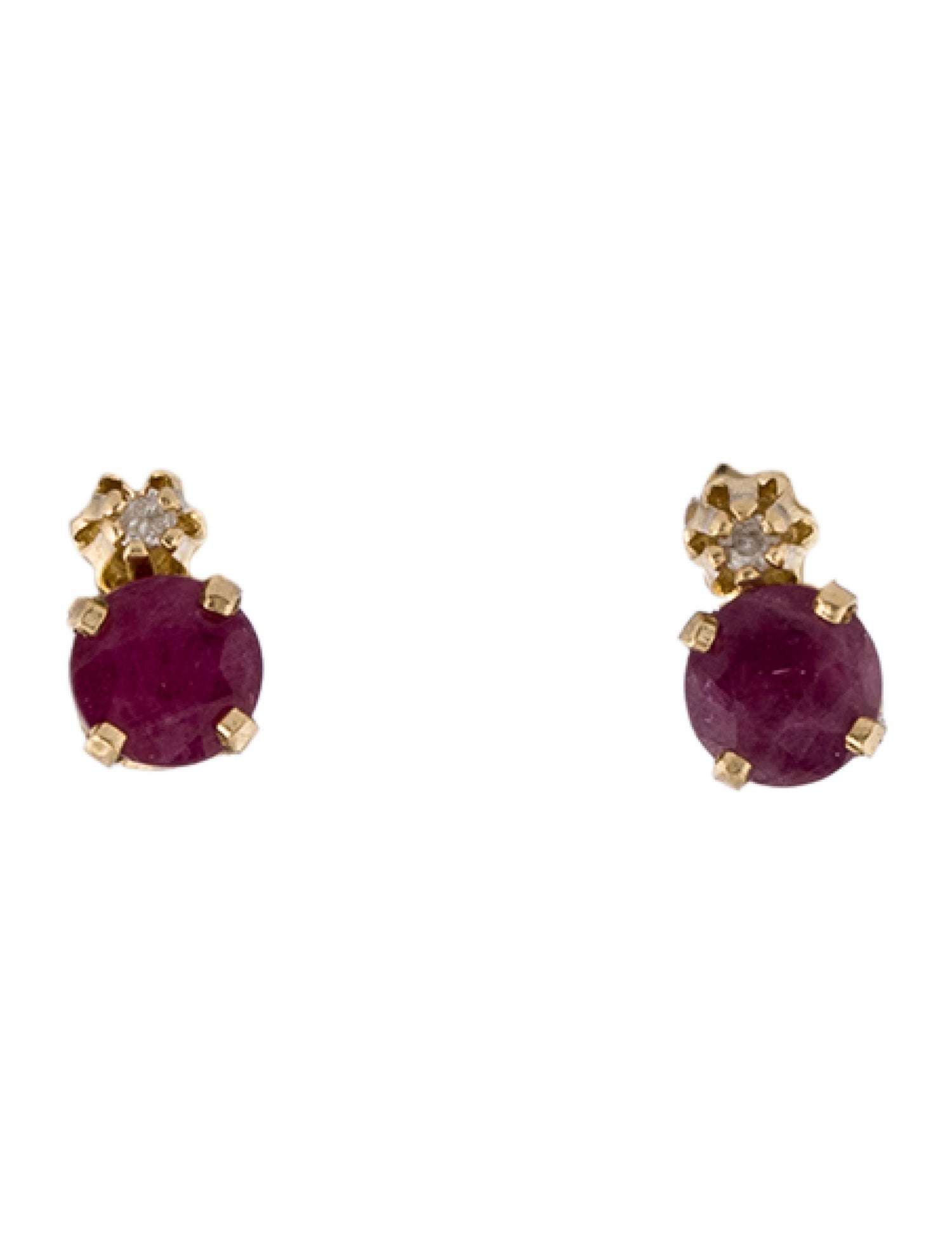 Earrings 14K Ruby & Diamond Stud