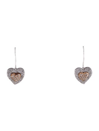 Earrings 14K Diamond Heart Drop Earrings