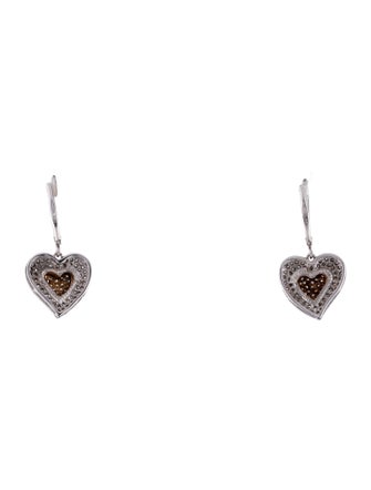 Earrings 14K Diamond Heart Drop Earrings