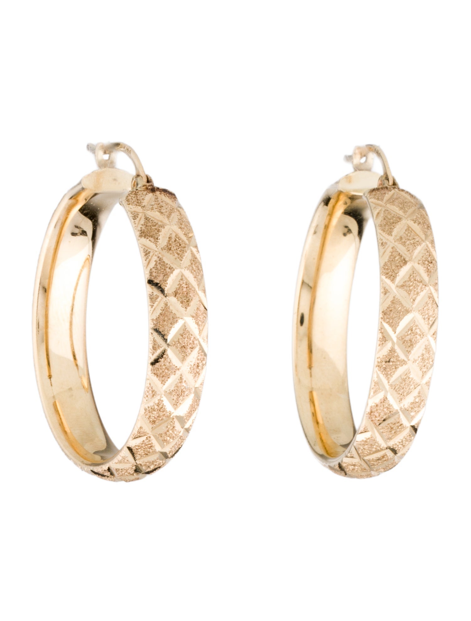 Earrings 14K Textured Hoop