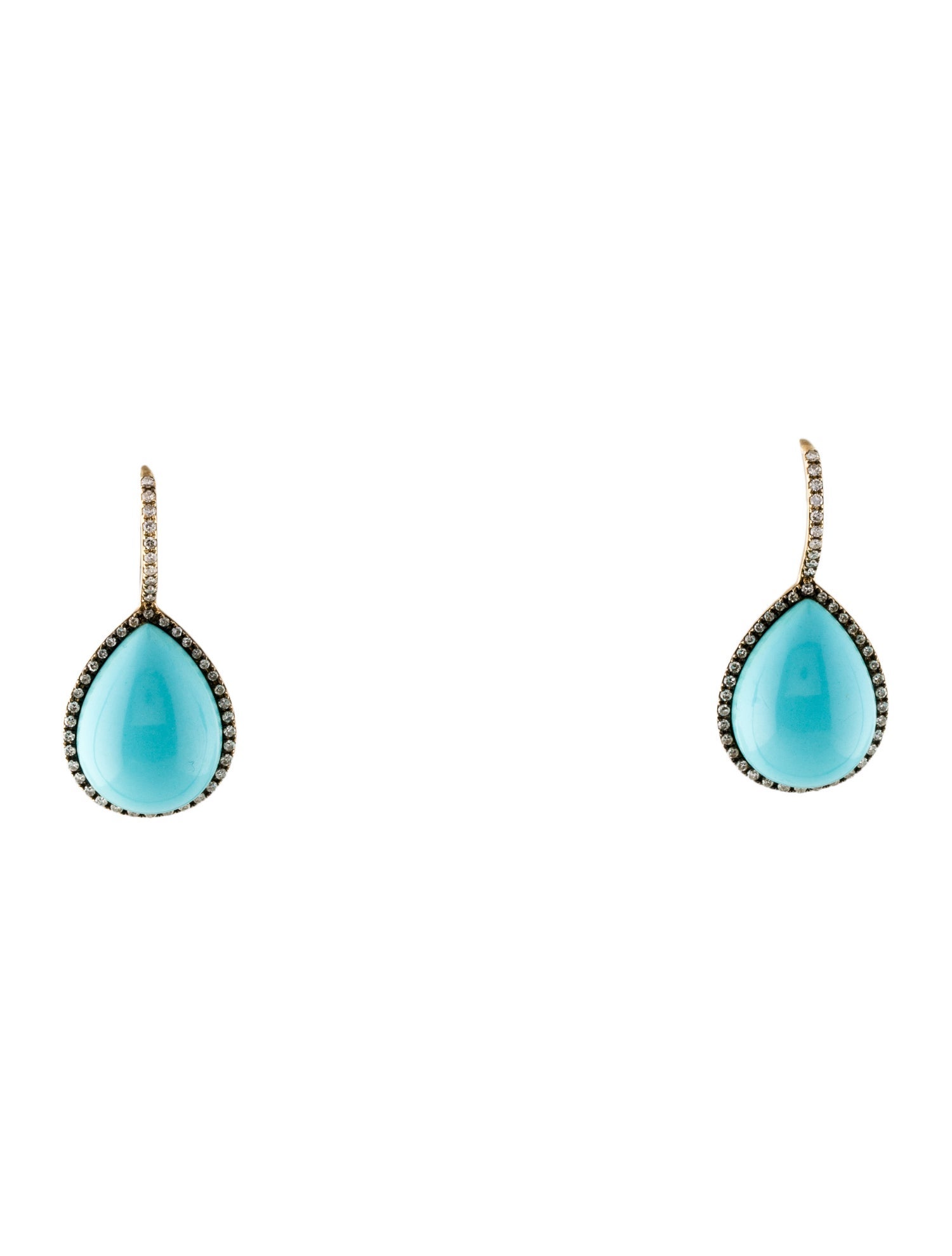 Earrings 14K Composite Turquoise & Diamond