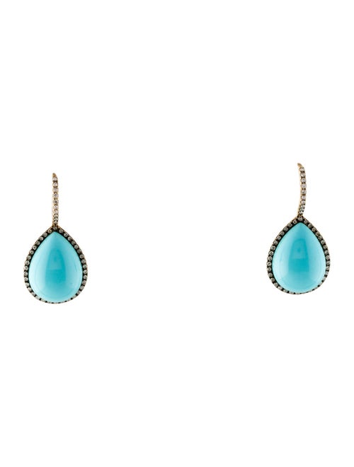 Earrings 14K Composite Turquoise & Diamond Earrings
