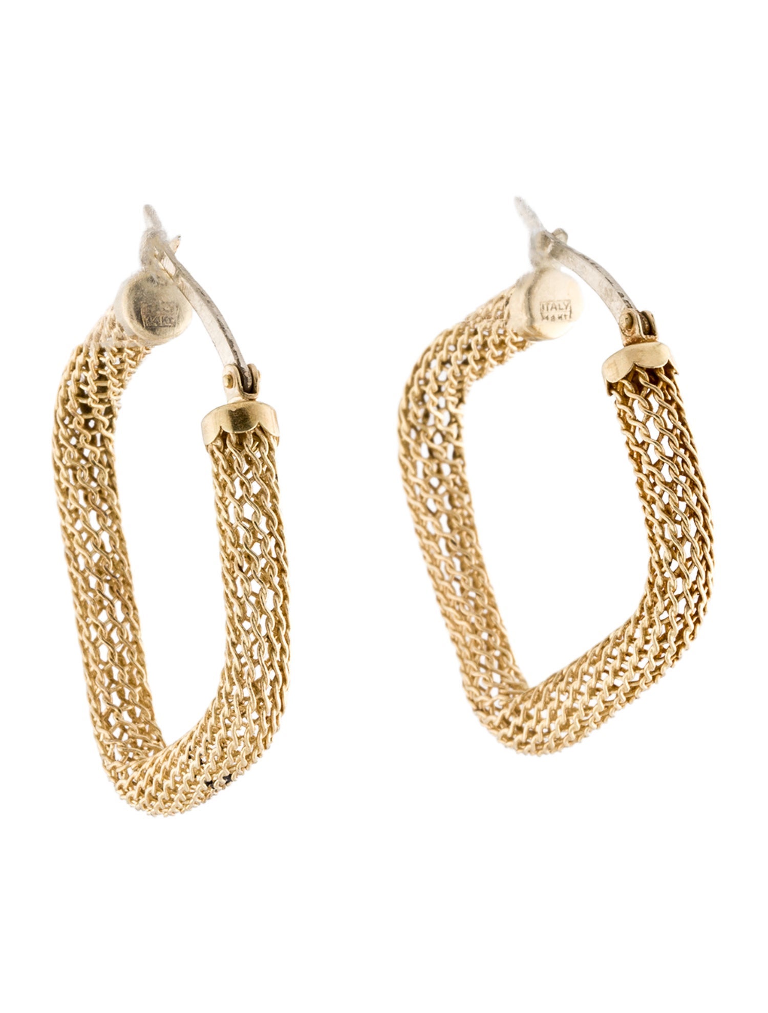 Earrings 14K Mesh Square Hoop Earrings