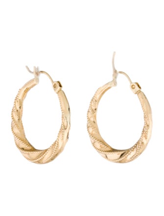 Earrings 14K Textured Twist Hoop Earrings