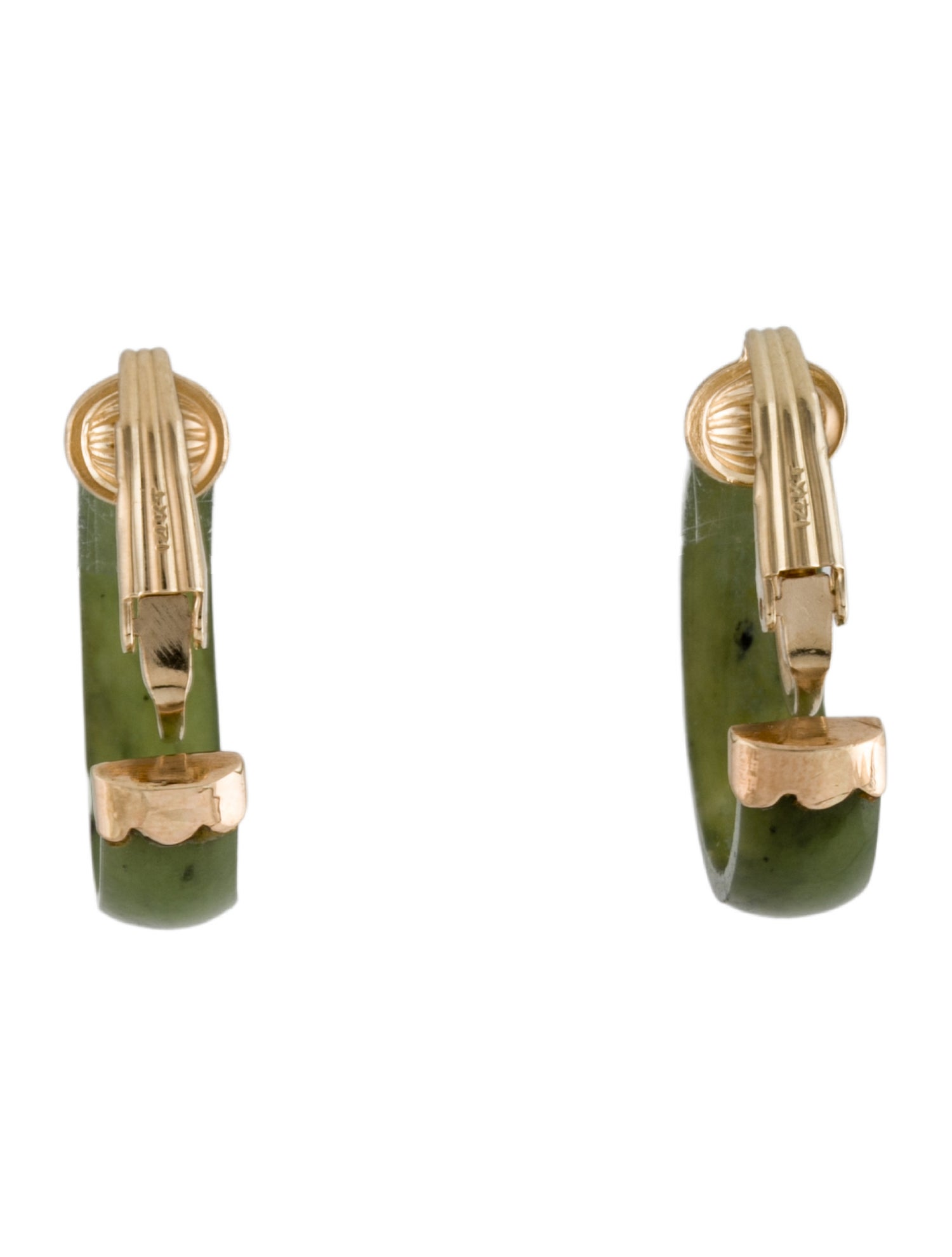 Earrings 14K Nephrite Hoop Clip-On Earrings