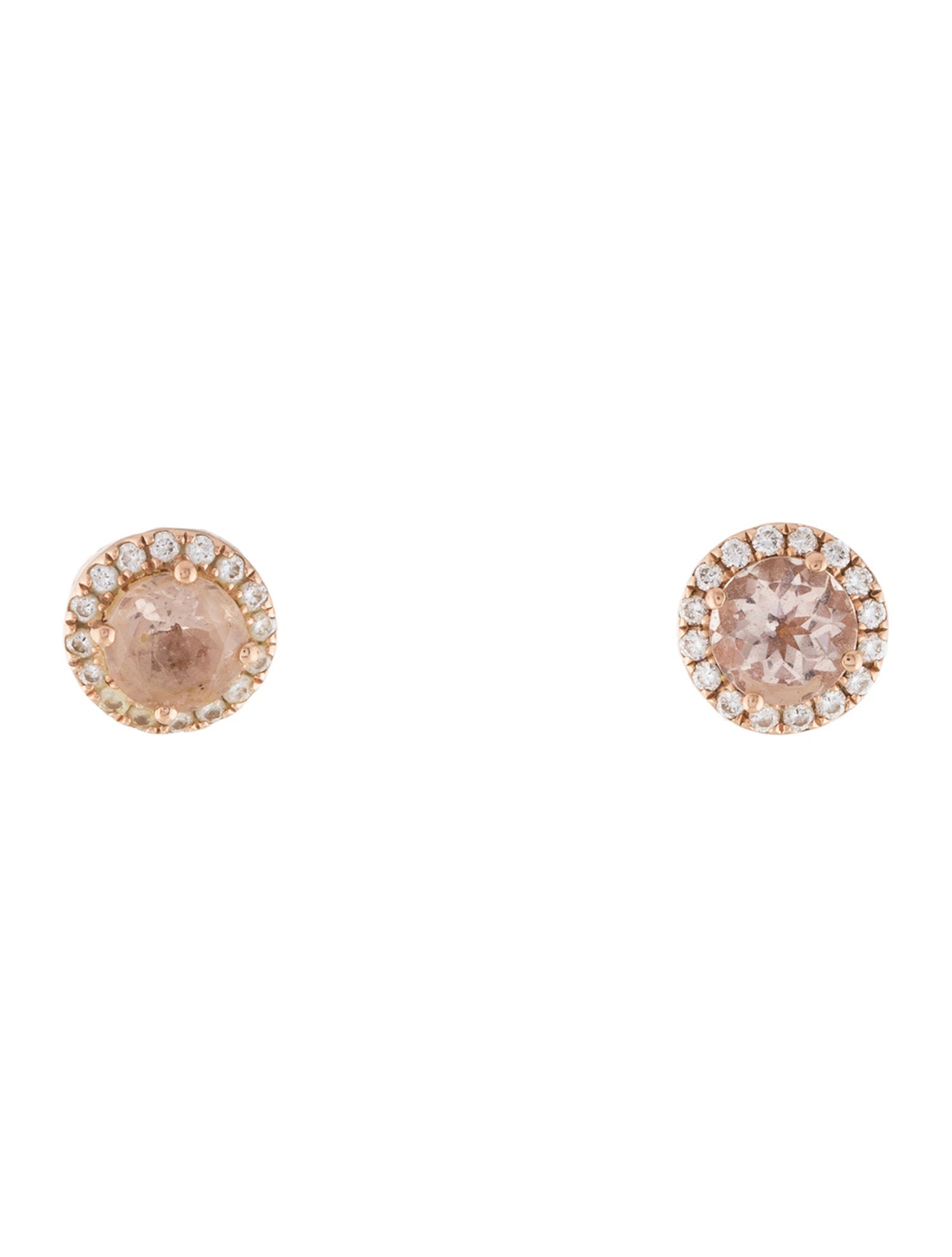 Earrings 14K 1.40ctw Morganite & Diamond Stud Earrings