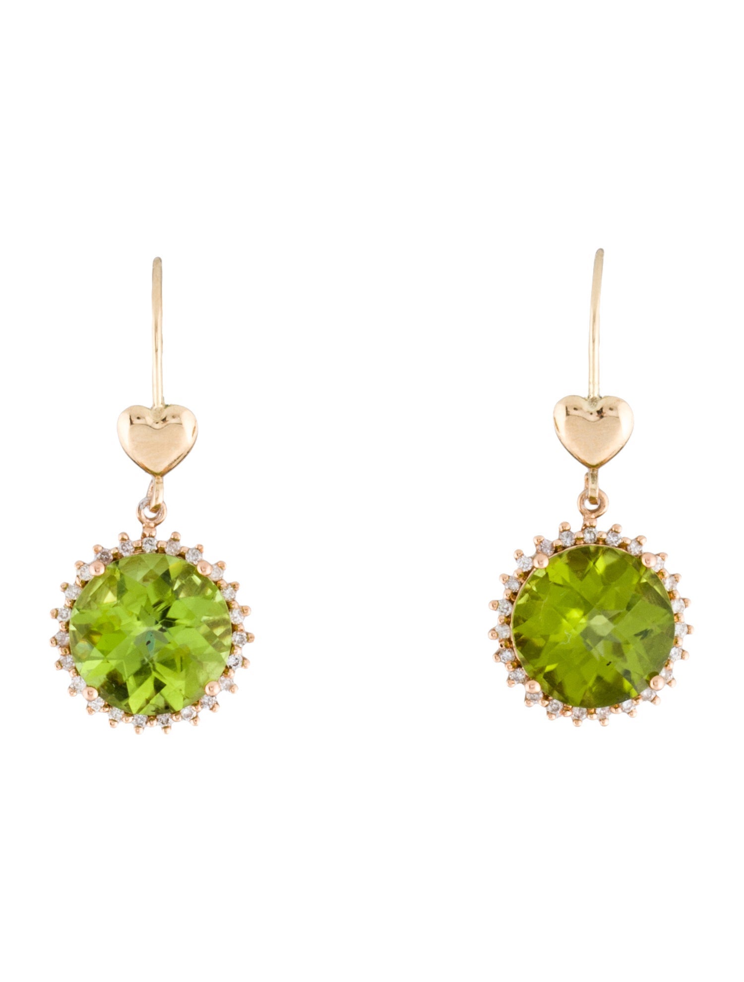 Earrings 14K Peridot & Diamond Drop
