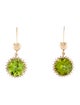 Earrings  14K Peridot & Diamond Drop Earrings