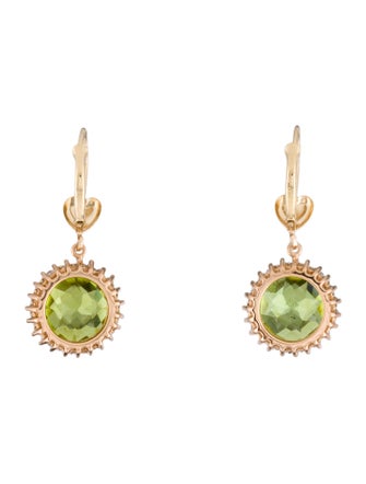 Earrings  14K Peridot & Diamond Drop Earrings