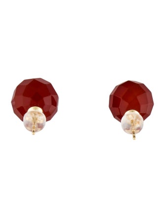 Earrings 18K Carnelian Ball Stud Earrings