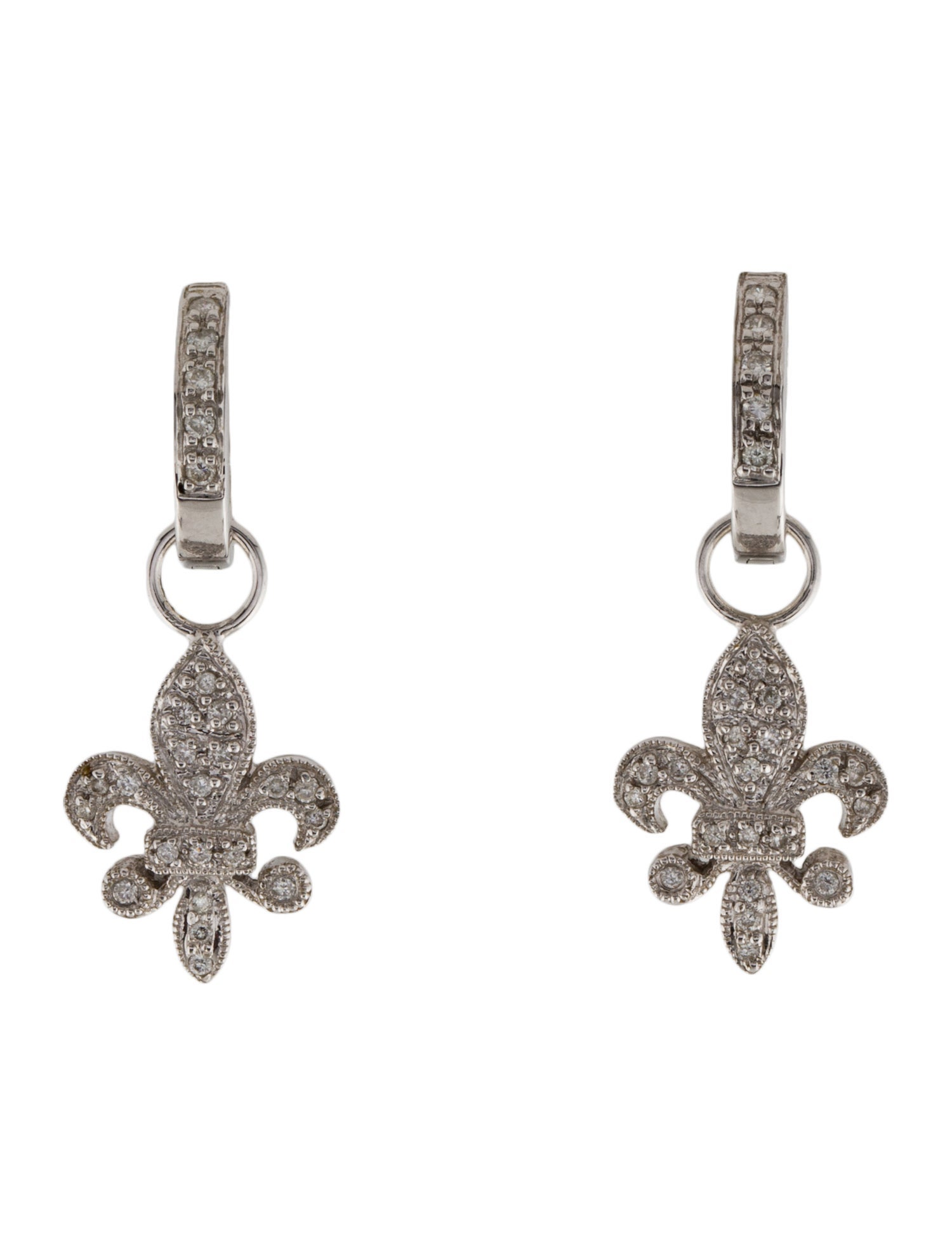Earrings 14K Diamond Fleur De Lis Drop