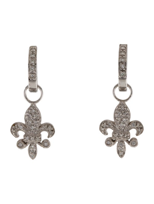 Earrings 14K Diamond Fleur De Lis Drop Earrings