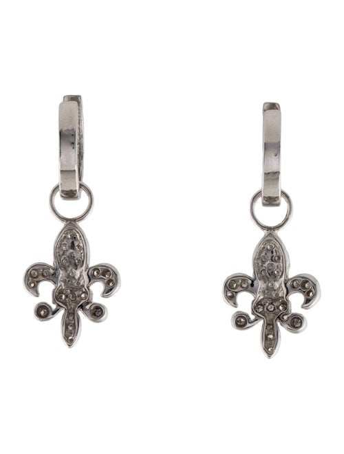 Earrings 14K Diamond Fleur De Lis Drop Earrings
