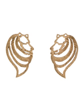 Earrings 14K Textured Wolf Drop Earrings