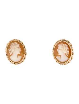 Earrings 14K Shell Cameo Stud Earrings