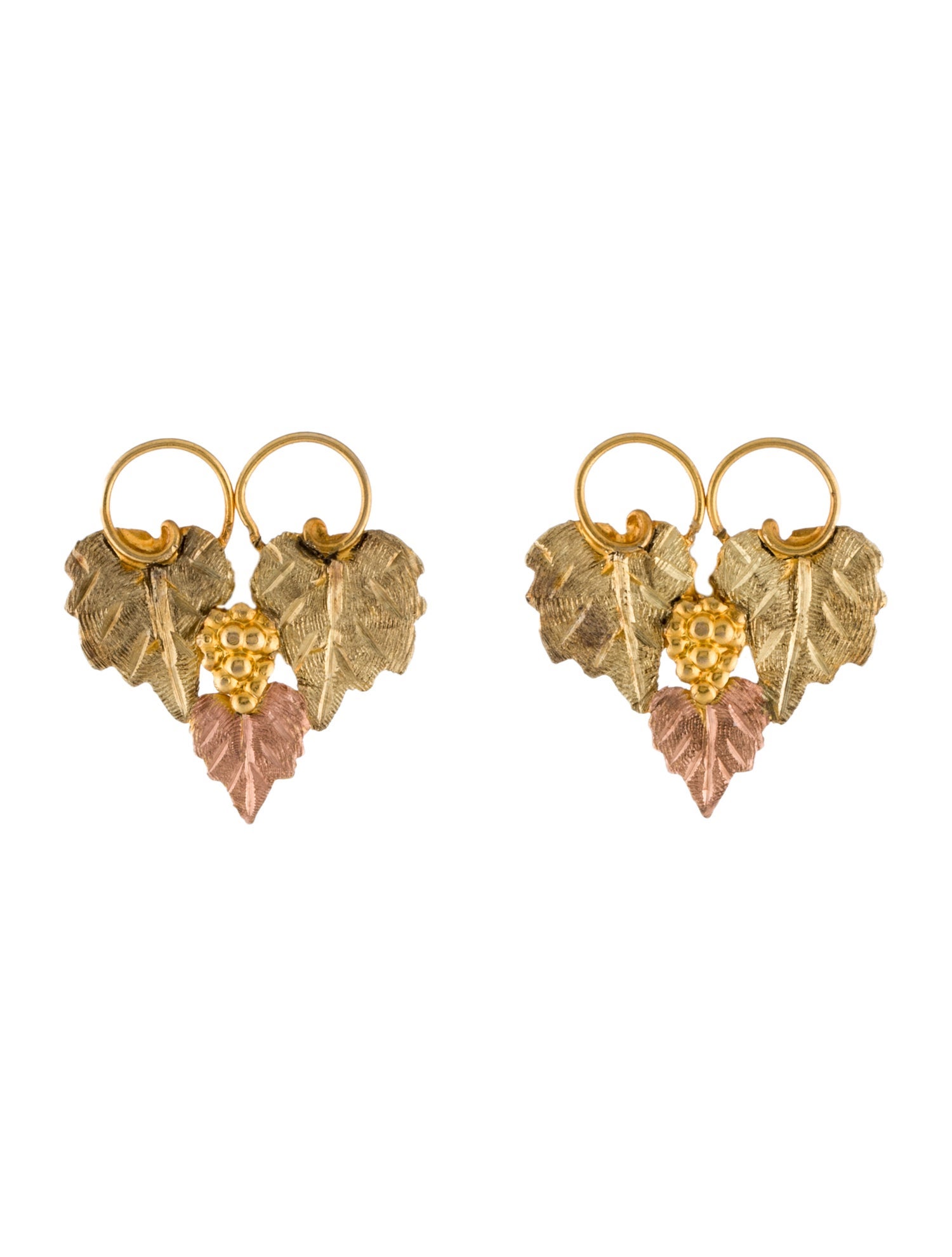Earrings 10K Grape Vine Motif Stud Earrings
