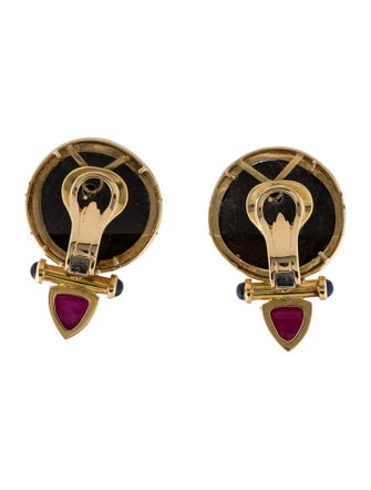 Earrings 18K 7.68ctw Ruby, Sapphire & Coin Drop Earrings