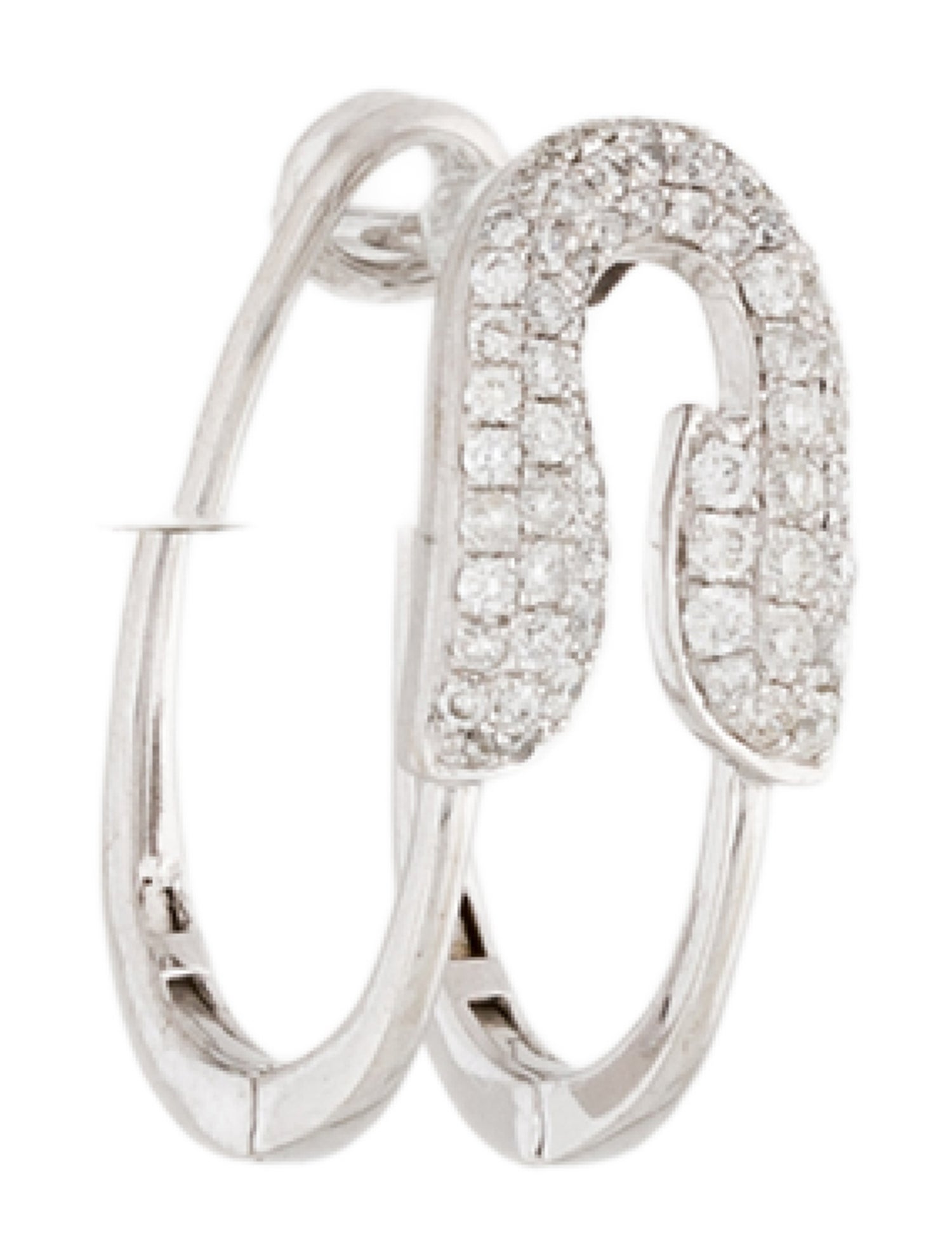 Earrings 14K Diamond Safety Pin Single Hoop Earring